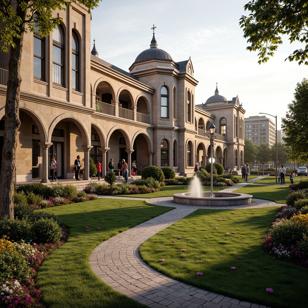 Train Station Romanesque Style Architecture Design Ideas