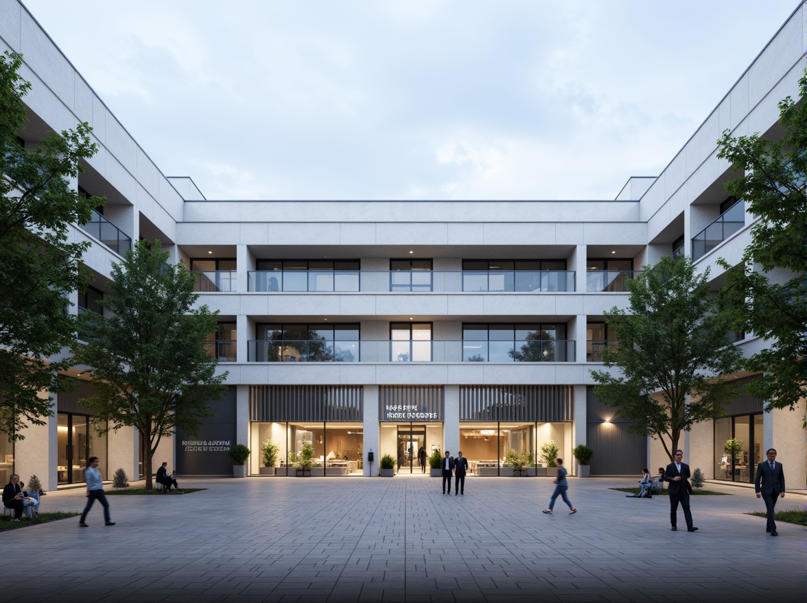 Prompt: Clean hospital facade, minimalist architecture, simple rectangular forms, flat roofs, neutral color palette, large glass windows, metal frames, subtle shading devices, vertical green walls, living walls, natural stone cladding, smooth concrete surfaces, hidden LED lighting, soft ambient illumination, 1/1 composition, symmetrical balance, realistic materials, subtle texture variations.