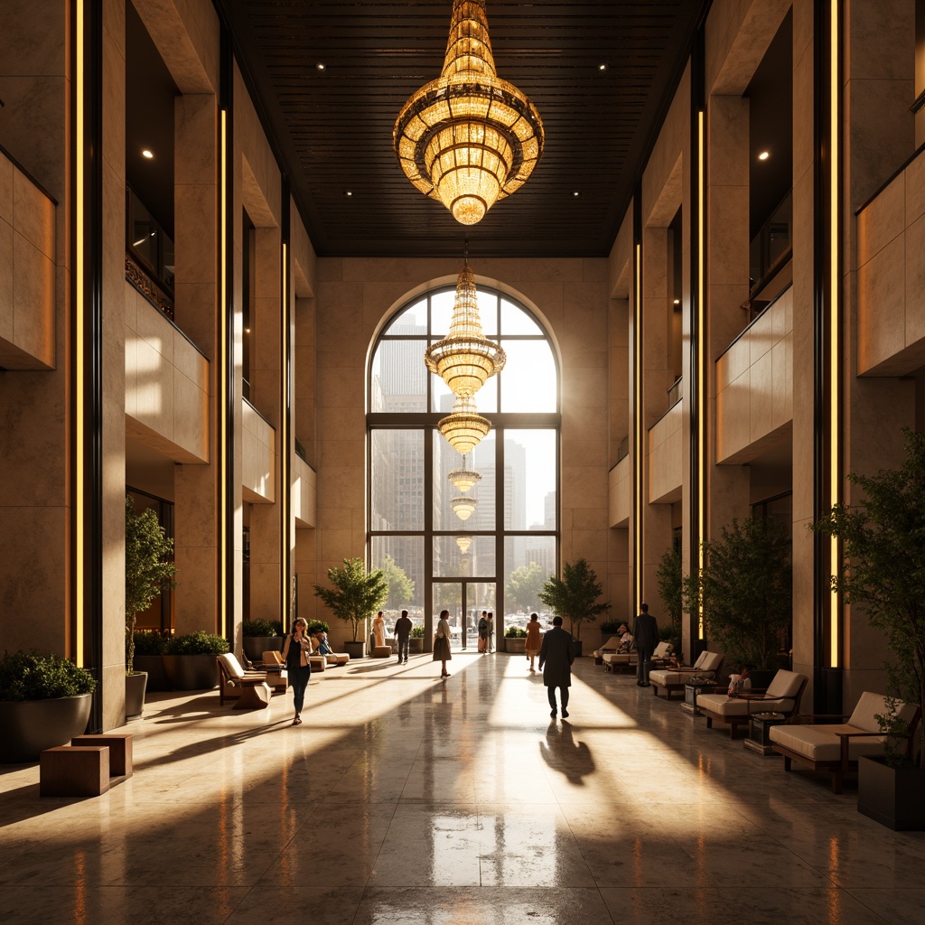 Prompt: Grand banking hall, high ceilings, marble floors, ornate chandeliers, warm golden lighting, soft shadows, dramatic spotlights, LED ambient lights, futuristic neon accents, sleek metal columns, minimalist decor, modernist architecture, urban cityscape, busy streets, daytime natural light, subtle gradient effects, 1/1 composition, realistic reflections, cinematic mood.