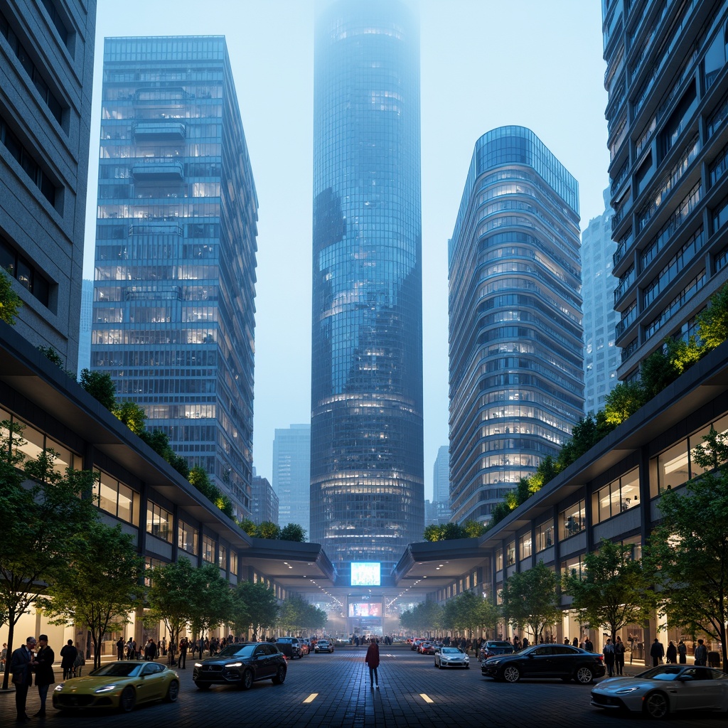 Prompt: Futuristic cityscape, neon-lit skyscrapers, holographic advertisements, levitating transportation pods, verdant green roofs, vertical farming systems, iridescent glass facades, curved metallic structures, atmospheric water features, misty fog effects, soft blue ambient lighting, shallow depth of field, 1/1 composition, panoramic view, realistic reflections, ambient occlusion, cyberpunk-inspired neon lights, vibrant colorful accents, intricate circuitry patterns.