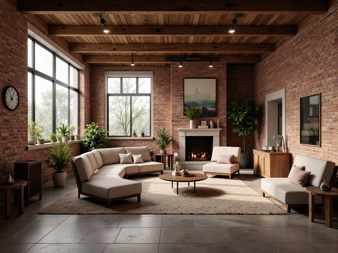 Prompt: Warm industrial loft, exposed brick walls, wooden beams, metal accents, soft warm lighting, cozy atmosphere, rich textiles, plush furnishings, vintage decorative items, distressed finishes, earthy tone color scheme, muted pastels, blush pinks, mauve, sage greens, creamy whites, warm beiges, rustic wood tones, natural stone floors, industrial chic decor, romantic ambiance, intimate setting, soft focus, shallow depth of field, 1/1 composition, realistic textures, ambient occlusion.