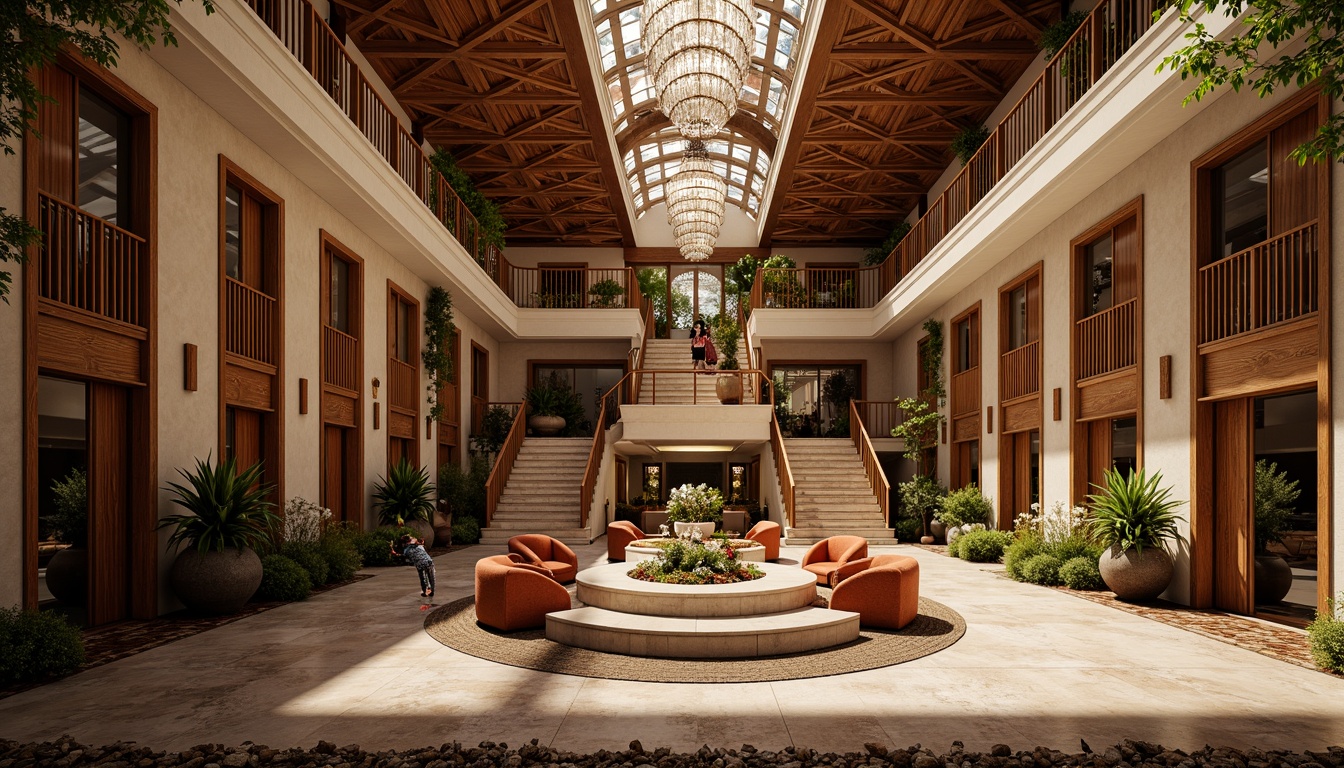 Prompt: Luxurious villa, ornate Art Deco facade, geometric patterns, metallic accents, curved lines, opulent decorations, lavish furnishings, grand staircase, intricate moldings, ornamental railings, luxurious textiles, velvet drapes, crystal chandeliers, marble floors, rich wood paneling, sunlit atrium, warm golden lighting, shallow depth of field, 1/1 composition, symmetrical framing, high-contrast rendering, realistic reflections.