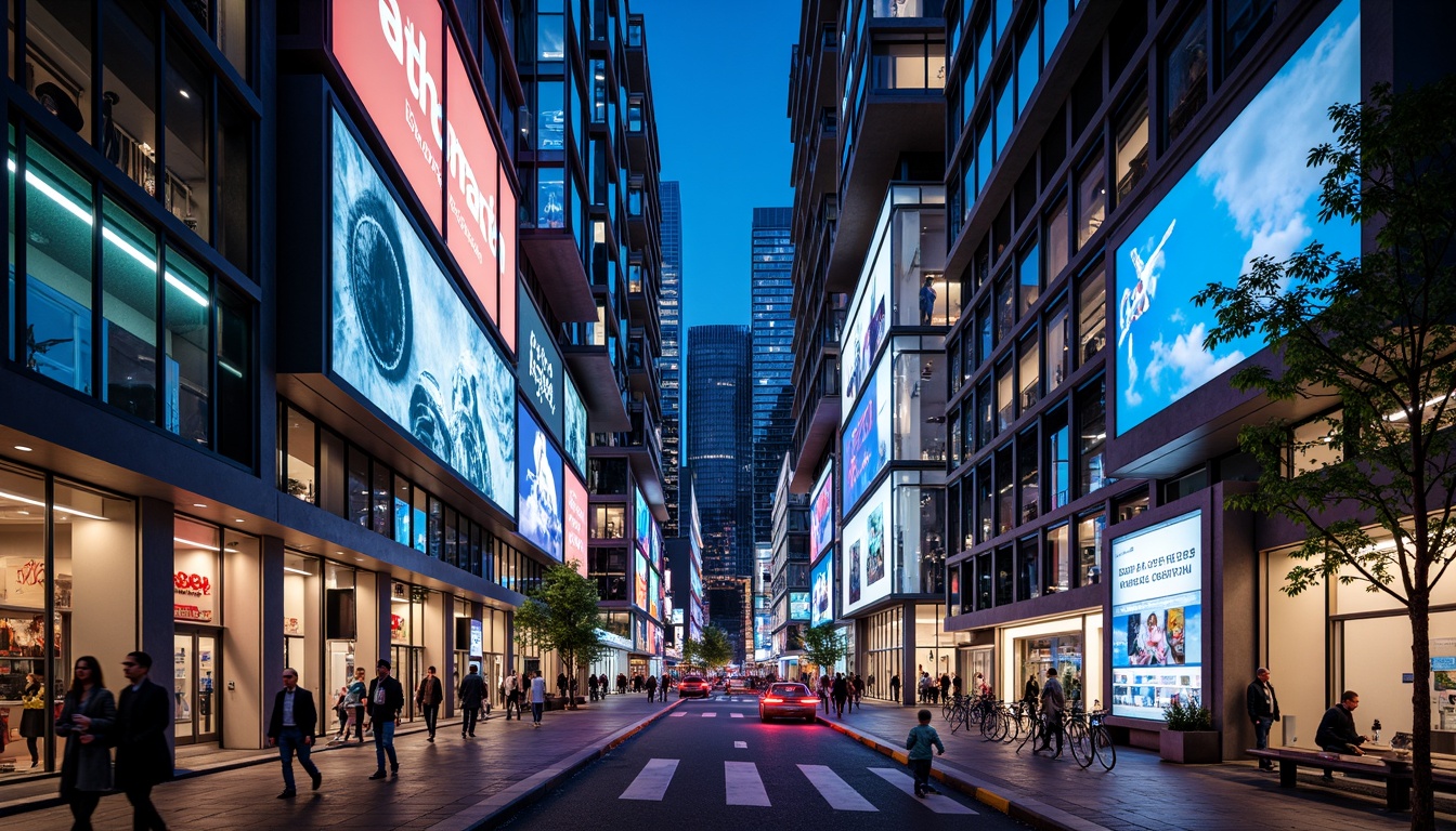 Prompt: Vibrant cityscape, modern skyscrapers, bold color blocking, contrasting hues, neon lights, urban landscape, bustling streets, pedestrian walkways, dynamic architecture, geometric patterns, metallic accents, glass facades, LED installations, futuristic ambiance, high-contrast lighting, dramatic shadows, 1/1 composition, low-angle shot, cinematic mood, realistic reflections.