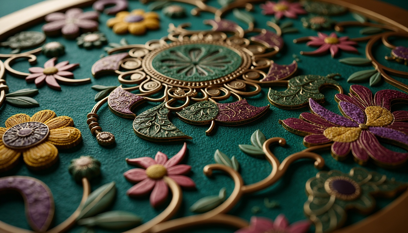 Prompt: Intricate ornate details, flowing organic lines, sinuous curves, luxurious materials, jewel-toned colors, emerald green, sapphire blue, amethyst purple, golden yellow, copper accents, bronze metallic, rich wood textures, velvet fabrics, ornate patterns, botanical motifs, whimsical illustrations, dreamy atmosphere, soft warm lighting, shallow depth of field, 1/1 composition, realistic renderings, ambient occlusion.