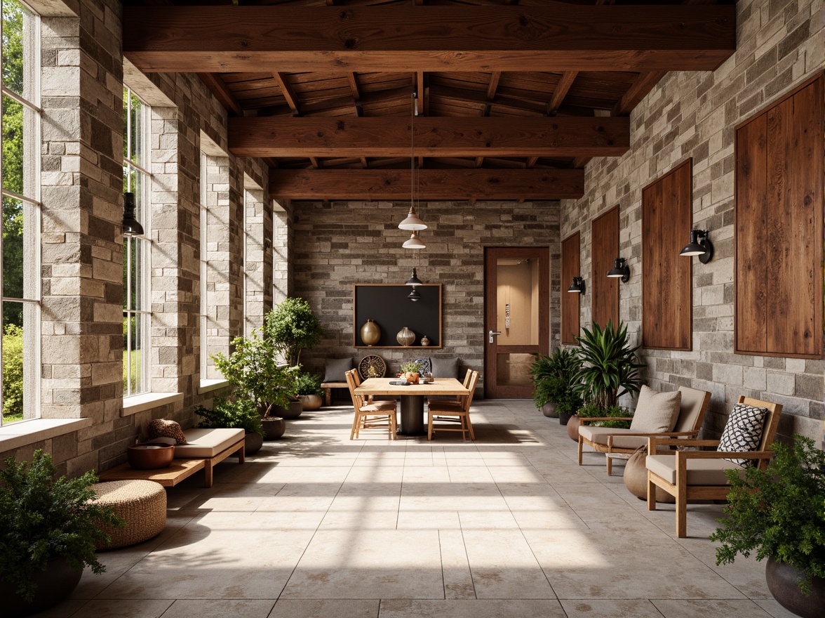 Prompt: Rustic stone walls, rough-hewn wooden beams, polished marble floors, metallic accents, translucent glass facades, weathered copper cladding, tactile brick surfaces, smooth concrete finishes, intricate mosaic patterns, ornate ceramic tiles, natural fiber textiles, ambient lighting, soft shadows, 1/1 composition, realistic reflections, detailed normal maps.