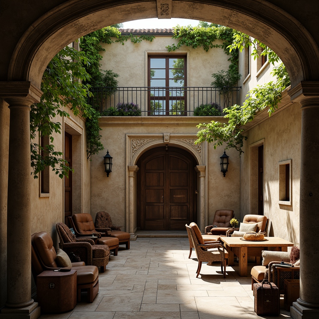 Prompt: Traditional university buildings, ivy-covered walls, ornate stone carvings, rich wood tones, warm beige stucco, classic columns, elegant archways, sophisticated neutral colors, earthy brown furniture, vintage leather-bound books, subtle golden accents, soft natural lighting, shallow depth of field, 1/1 composition, realistic textures, ambient occlusion.