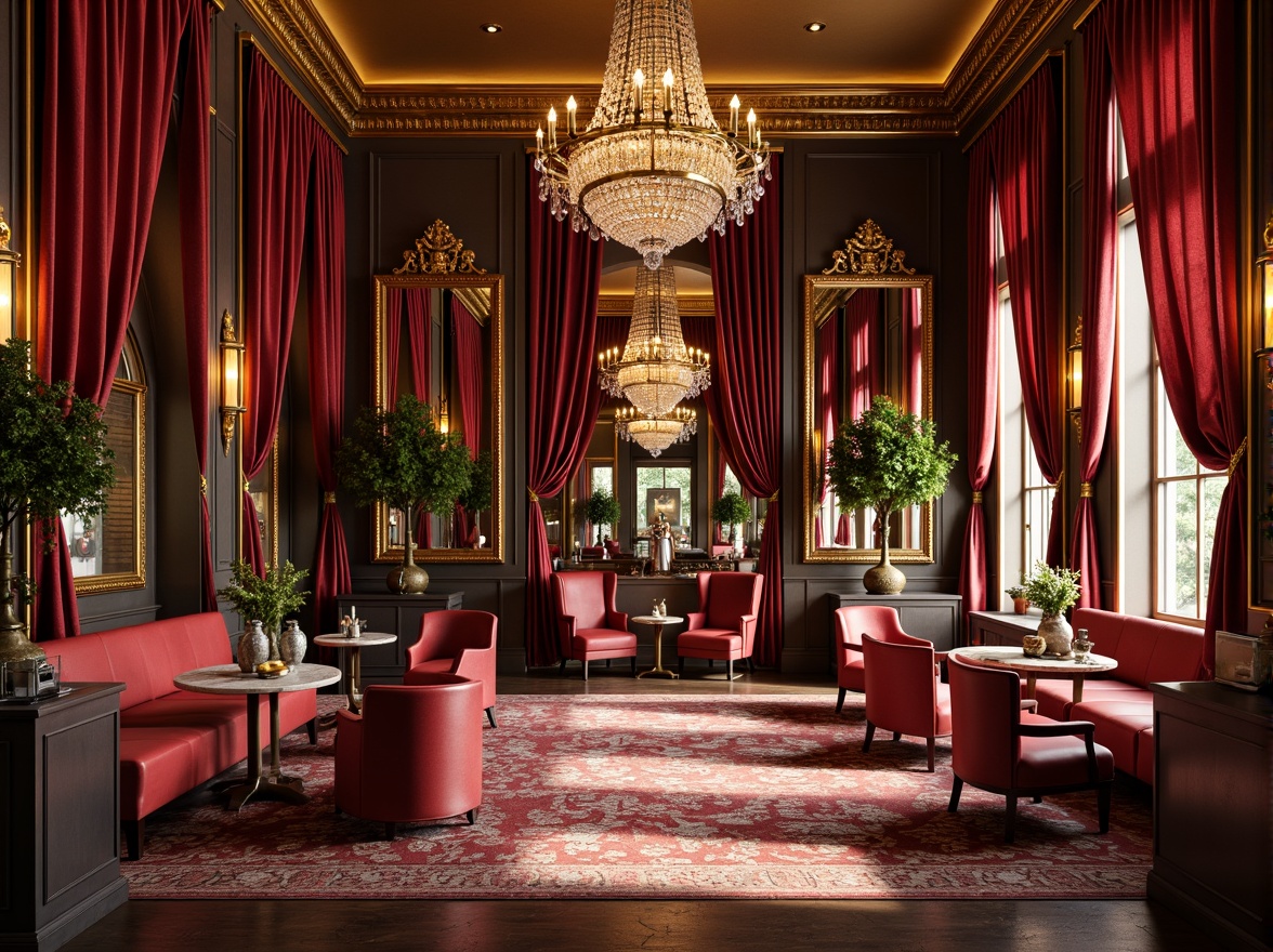 Prompt: Rich velvet drapes, ornate gold frames, luxurious crystal chandeliers, intricate wooden carvings, lavish marble countertops, opulent bronze fixtures, regal red leather upholstery, sumptuous patterned rugs, grandiose mirrors, dramatic coved ceilings, warm golden lighting, 1/1 composition, shallow depth of field, realistic textures, ambient occlusion.