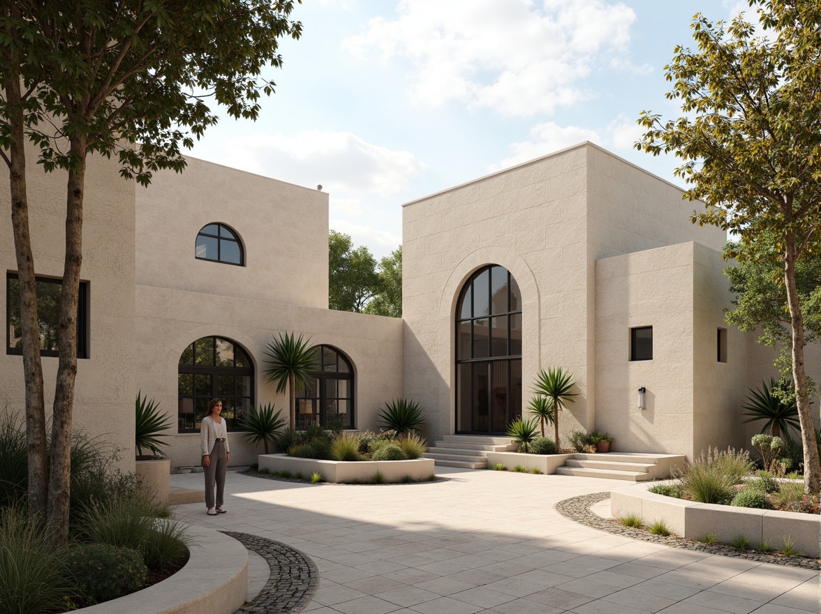 Prompt: Streamlined monastery facade, minimalist stone walls, subtle arches, clean lines, modernist influences, neutral color palette, natural stone textures, steel window frames, minimalist door handles, serene courtyard, lush greenery, peaceful atmosphere, soft warm lighting, shallow depth of field, 3/4 composition, panoramic view, realistic textures, ambient occlusion.