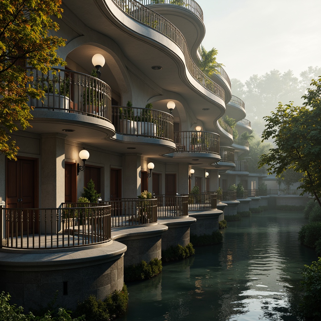 Prompt: Ornate balustrades, intricately carved stone railings, grandiose bridge architecture, sweeping curves, majestic arches, ornamental lanterns, decorative metalwork, rustic stonework, moss-covered surfaces, serene water reflections, soft warm lighting, misty atmosphere, shallow depth of field, 1/2 composition, realistic textures, ambient occlusion.