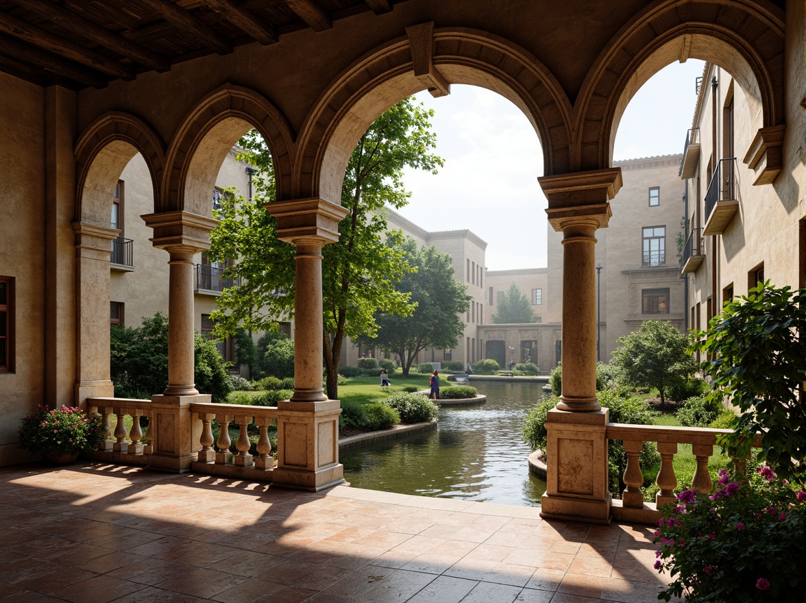 Prompt: Rustic stone archways, ornate carvings, grandiose bridges, serene water reflections, lush greenery, vibrant flowers, majestic pillars, classical balustrades, intricate stonework, weathered brick surfaces, ornamental lanterns, soft warm lighting, shallow depth of field, 3/4 composition, panoramic view, realistic textures, ambient occlusion.