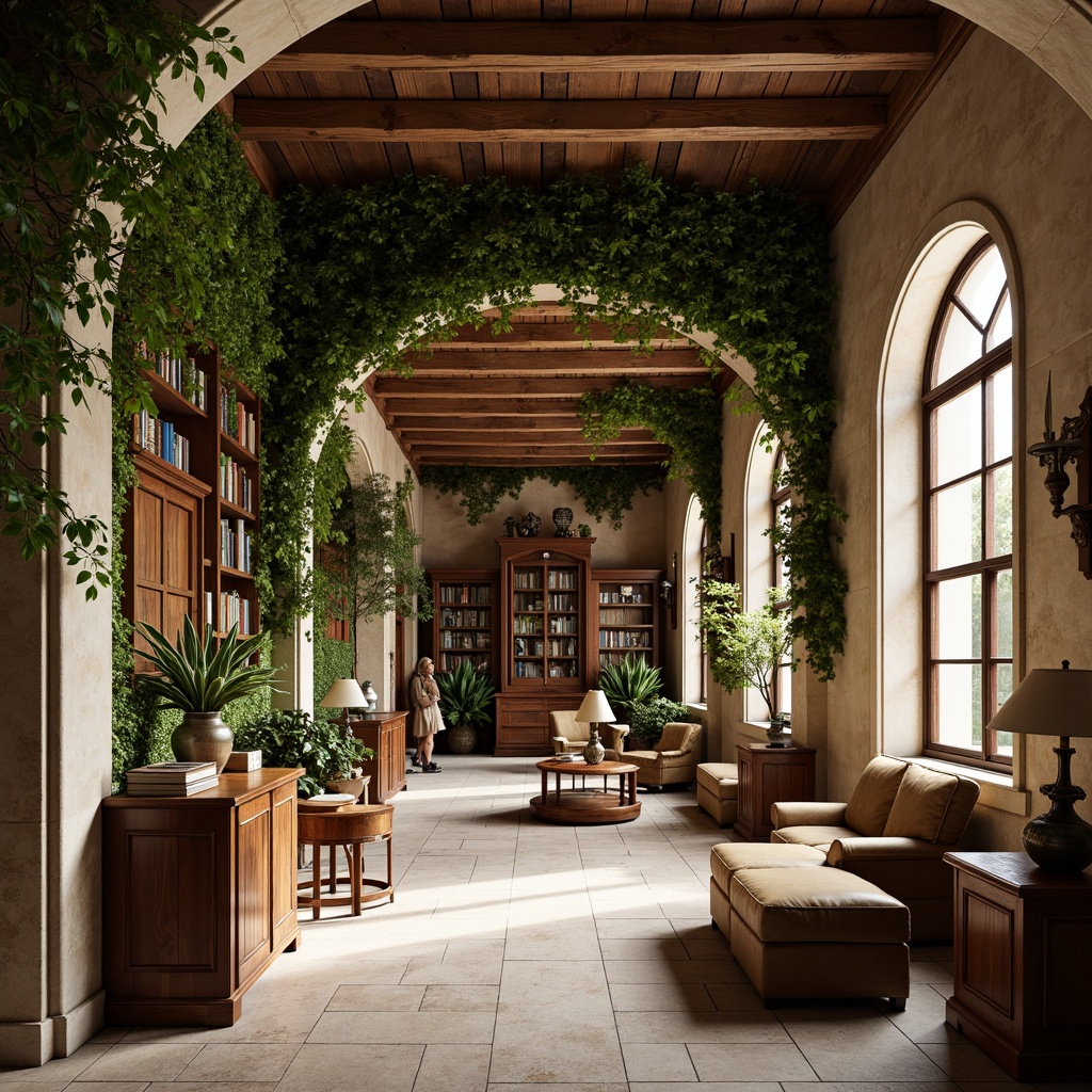 Prompt: Traditional university buildings, ivy-covered walls, ornate stone carvings, rich wood tones, warm beige stucco, classic columns, elegant archways, sophisticated neutral colors, earthy brown furniture, vintage leather-bound books, subtle golden accents, soft natural lighting, shallow depth of field, 1/1 composition, realistic textures, ambient occlusion.