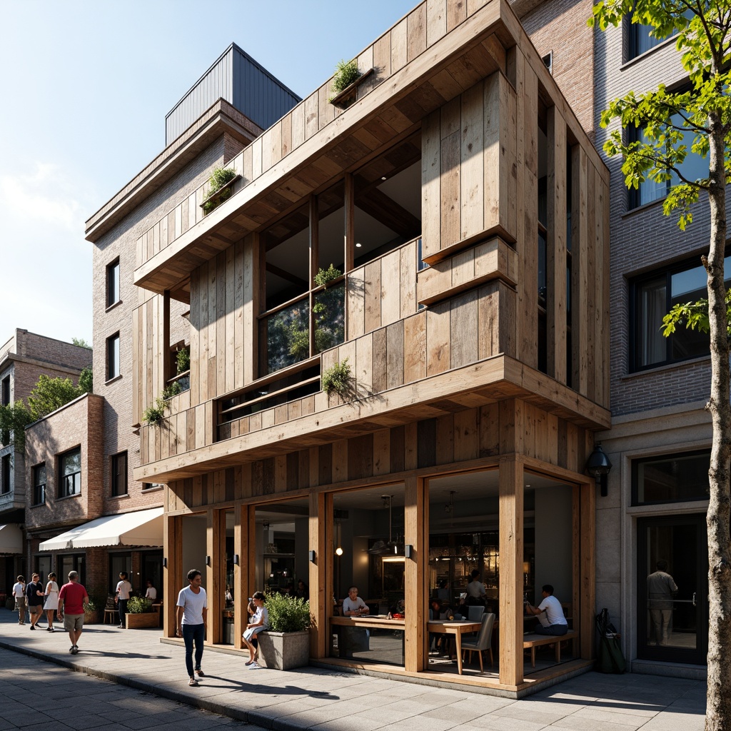 Prompt: Deconstructed coffee shop facade, irregular shapes, fragmented forms, distressed textures, industrial materials, exposed ductwork, metallic accents, reclaimed wood, abstract patterns, bold color contrasts, urban cityscape, busy street scene, morning sunlight, soft warm lighting, shallow depth of field, 1/1 composition, realistic render, ambient occlusion.