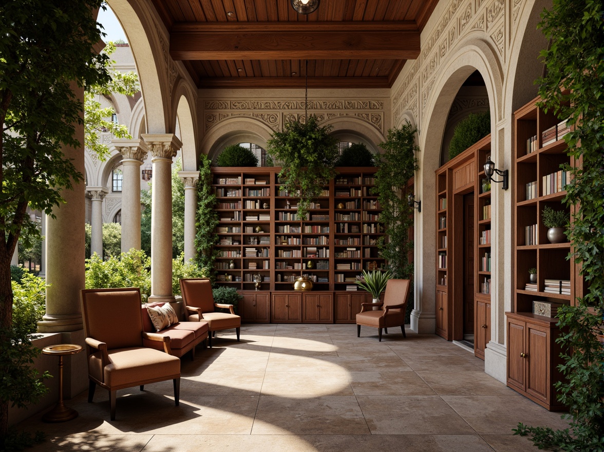 Prompt: Traditional university buildings, ivy-covered walls, ornate stone carvings, rich wood tones, warm beige stucco, classic columns, elegant archways, sophisticated neutral colors, earthy brown furniture, vintage leather-bound books, subtle golden accents, soft natural lighting, shallow depth of field, 1/1 composition, realistic textures, ambient occlusion.