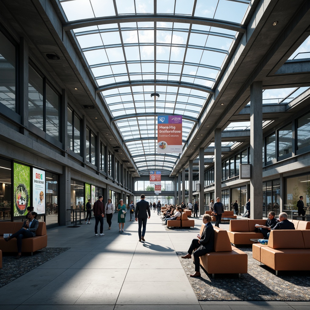 Prompt: Modern bus station interior, sleek metal framework, glass roofs, natural light pouring in, efficient passenger flow, clear signage, digital displays, comfortable seating areas, ample legroom, charging stations, minimalist decor, industrial-style flooring, urban atmosphere, busy morning commute, soft overhead lighting, shallow depth of field, 1/1 composition, realistic textures, ambient occlusion.