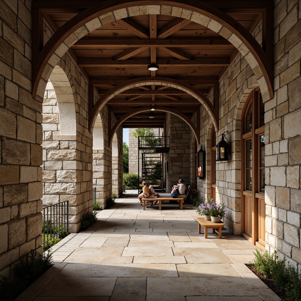 Prompt: Rustic stone walls, weathered wooden planks, rough-hewn concrete columns, tactile brick facades, ornate metalwork details, intricate stonework patterns, natural rock formations, earthy tones, organic shapes, curved lines, asymmetrical compositions, warm ambient lighting, soft shadows, high-contrast textures, realistic material renderings, detailed normal maps, subtle bump mapping, cinematic camera angles, dramatic depth of field.