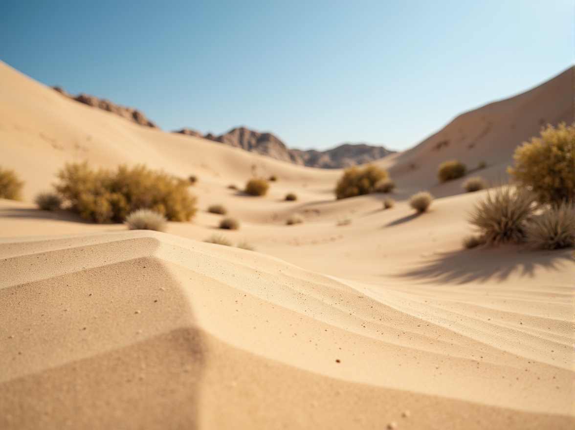 Prompt: Warm beige sand, coarse granular texture, natural earthy tone, desert landscape, sandy dunes, cactus plants, hot sunny day, clear blue sky, vast open space, organic natural forms, intricate patterns, subtle color variations, soft warm lighting, shallow depth of field, 3/4 composition, panoramic view, realistic textures, ambient occlusion.