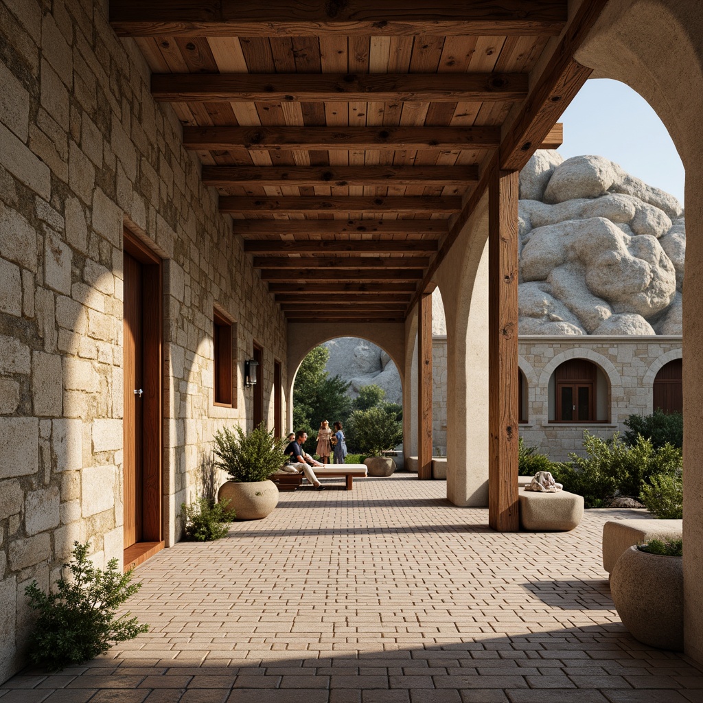 Prompt: Rough stone walls, weathered wooden planks, rusty metal accents, smooth concrete floors, intricate brick patterns, ornate tile mosaics, natural rock formations, earthy color palette, organic shapes, curved lines, modern minimalist aesthetic, abundant natural light, soft warm glow, shallow depth of field, 1/1 composition, realistic textures, ambient occlusion.