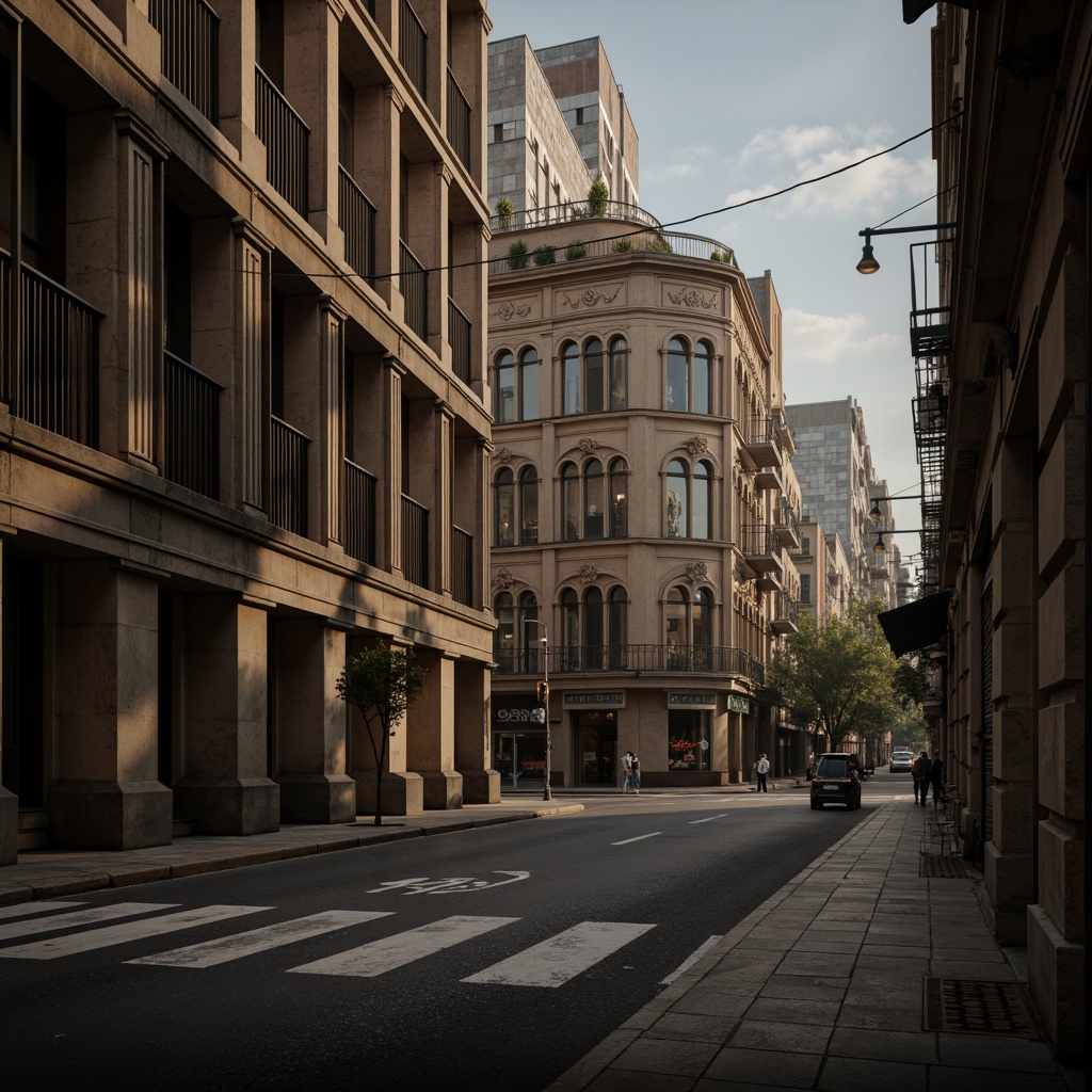 Prompt: Monumental buildings, imposing structures, robust columns, sturdy arches, grand entrances, ornate facades, symmetrical compositions, classical proportions, harmonious massing, balanced forms, natural stone materials, rough-hewn textures, earthy color palette, dramatic lighting effects, deep shadows, atmospheric perspective, 1/2 composition, low-angle view, cinematic mood.