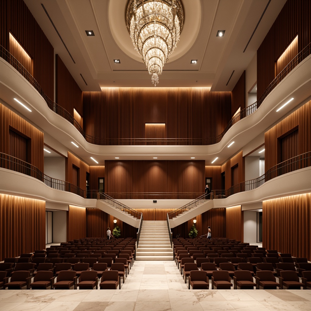 Prompt: Simple opera house interior, minimalist decor, neutral color palette, sleek lines, marble floors, grand staircase, luxurious chandeliers, velvet curtains, intimate seating areas, low-key lighting, subtle textures, elegant balconies, ornate railings, refined acoustic panels, sophisticated sound systems, dramatic spotlights, 1/1 composition, shallow depth of field, soft warm glow, realistic reflections.