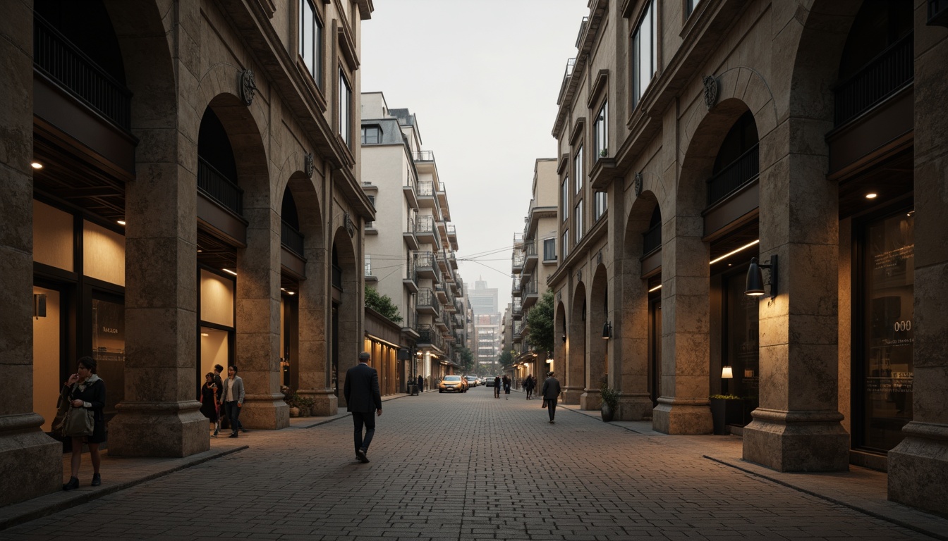 Prompt: Monumental buildings, imposing structures, robust columns, sturdy arches, grand entrances, ornate facades, symmetrical compositions, classical proportions, harmonious massing, balanced forms, natural stone materials, rough-hewn textures, earthy color palette, dramatic lighting effects, deep shadows, atmospheric perspective, 1/2 composition, low-angle view, cinematic mood.