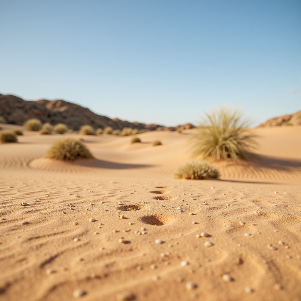 Prompt: Warm beige sand, coarse granular texture, natural earthy tone, desert landscape, sandy dunes, cactus plants, hot sunny day, clear blue sky, vast open space, organic natural forms, intricate patterns, subtle color variations, soft warm lighting, shallow depth of field, 3/4 composition, panoramic view, realistic textures, ambient occlusion.