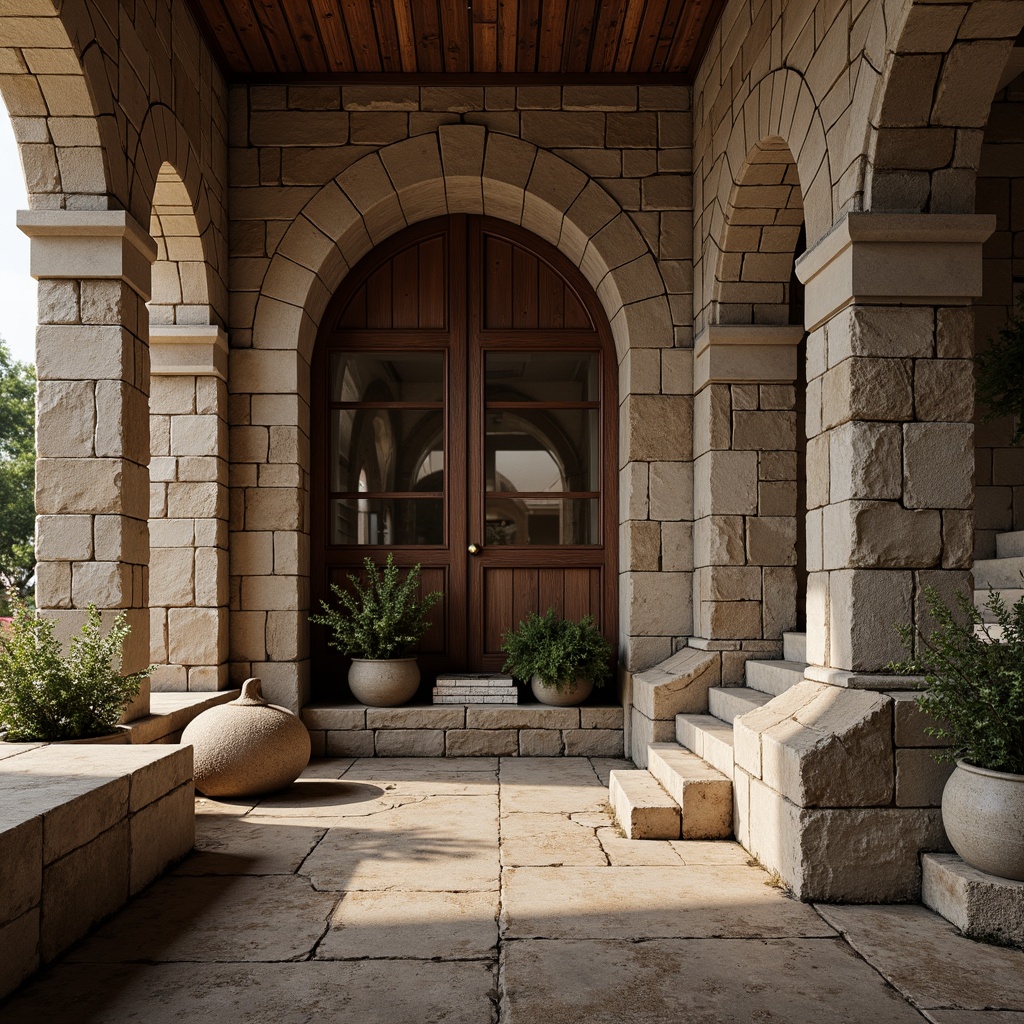 Prompt: Rustic stone walls, weathered wooden planks, rough-hewn concrete columns, tactile brick facades, ornate metalwork details, intricate stonework patterns, natural rock formations, earthy tones, organic shapes, curved lines, asymmetrical compositions, warm ambient lighting, soft shadows, high-contrast textures, realistic material renderings, detailed normal maps, subtle bump mapping, cinematic camera angles, dramatic depth of field.