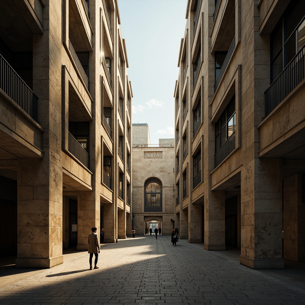 Prompt: Monumental buildings, imposing structures, robust columns, sturdy arches, grand entrances, ornate facades, symmetrical compositions, classical proportions, harmonious massing, balanced forms, natural stone materials, rough-hewn textures, earthy color palette, dramatic lighting effects, deep shadows, atmospheric perspective, 1/2 composition, low-angle view, cinematic mood.