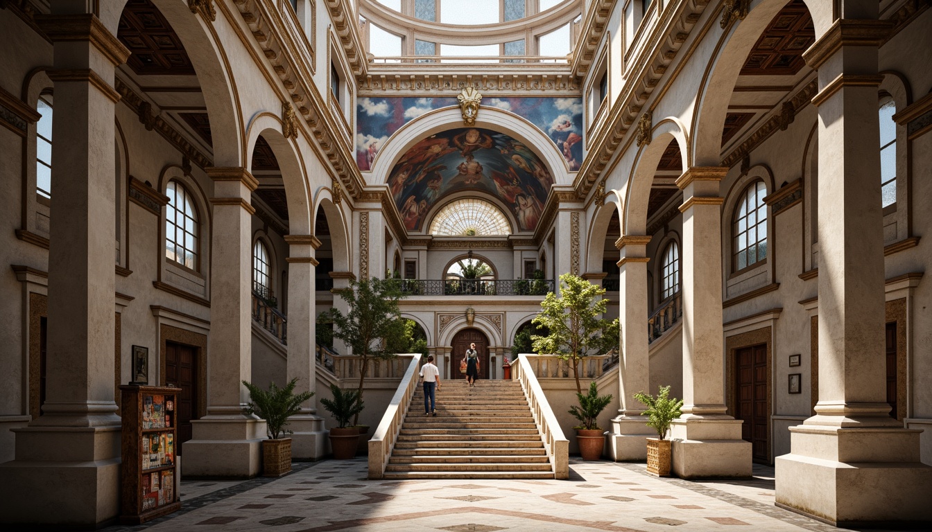 Prompt: Grandiose cathedral, symmetrical fa\u00e7ade, ornate stone carvings, majestic domes, intricate archways, harmonious proportions, balanced composition, classical columns, ornamental pediments, gilded details, vibrant frescoes, marble floors, grand staircases, solemn atmosphere, soft natural lighting, 1/1 composition, central perspective, realistic textures, ambient occlusion.