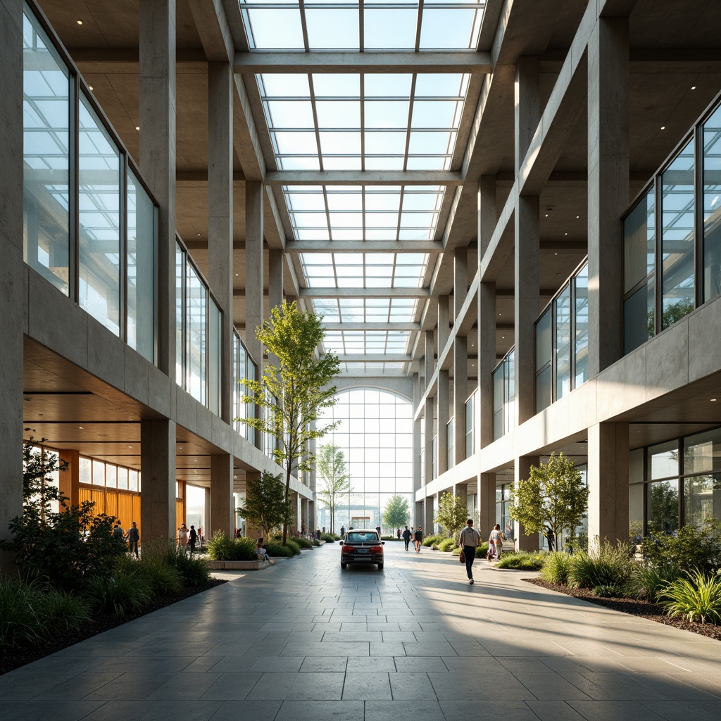 Prompt: Airy airport terminal, vast open spaces, high ceilings, clerestory windows, skylights, transparent roofs, natural stone floors, minimalist design, modern architecture, steel beams, glass facades, green walls, living plants, warm wood accents, soft diffused lighting, indirect sunlight, 1/1 composition, shallow depth of field, realistic textures, ambient occlusion.