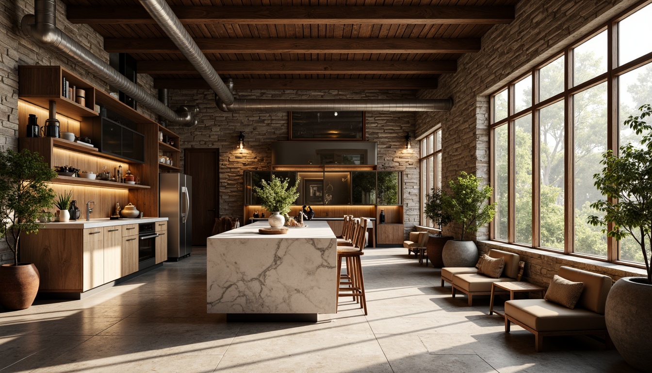 Prompt: Rustic wooden accents, smooth marble countertops, rough stone walls, velvety soft upholstery, metallic industrial pipes, distressed vintage furniture, natural woven fibers, earthy terracotta pots, sleek glass surfaces, matte black metal frames, warm golden lighting, shallow depth of field, 1/1 composition, realistic textures, ambient occlusion.