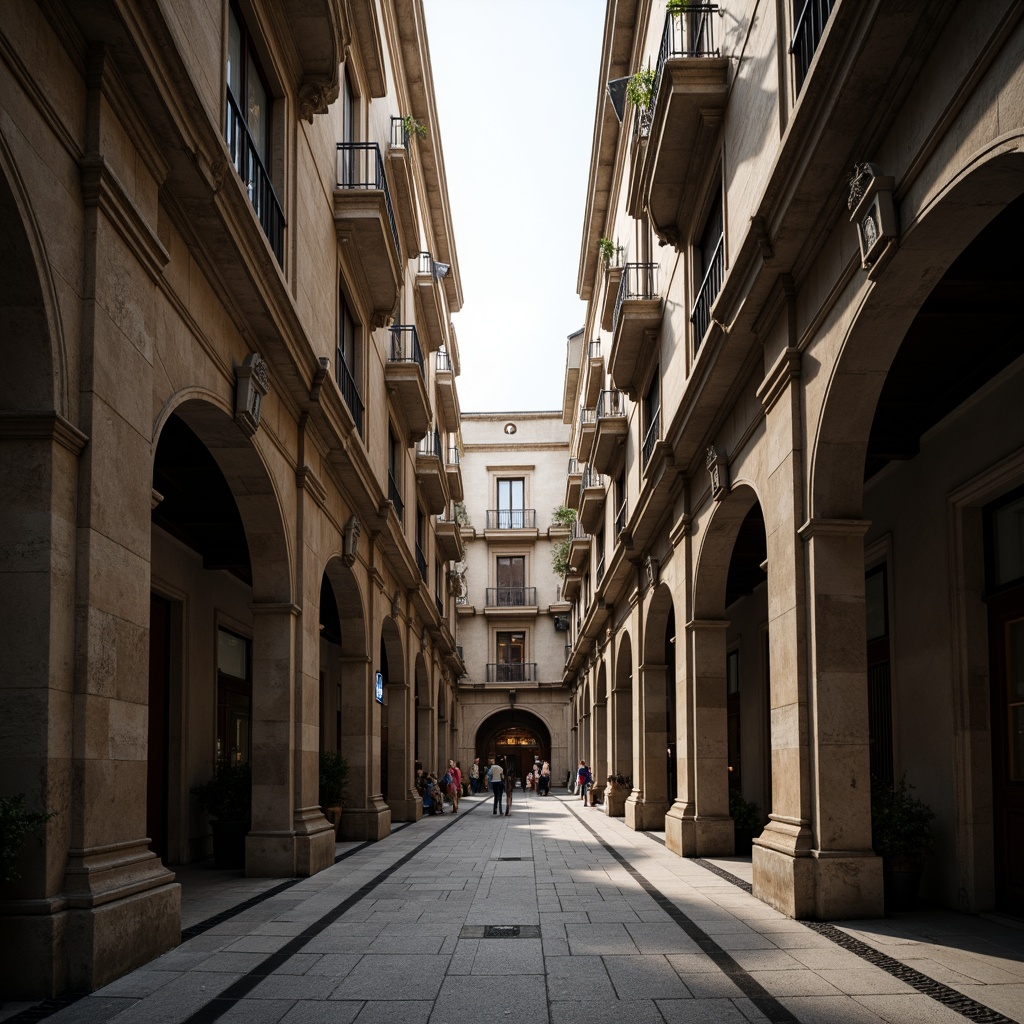 Prompt: Monumental buildings, imposing structures, robust columns, sturdy arches, grand entrances, ornate facades, symmetrical compositions, classical proportions, harmonious massing, balanced forms, natural stone materials, rough-hewn textures, earthy color palette, dramatic lighting effects, deep shadows, atmospheric perspective, 1/2 composition, low-angle view, cinematic mood.