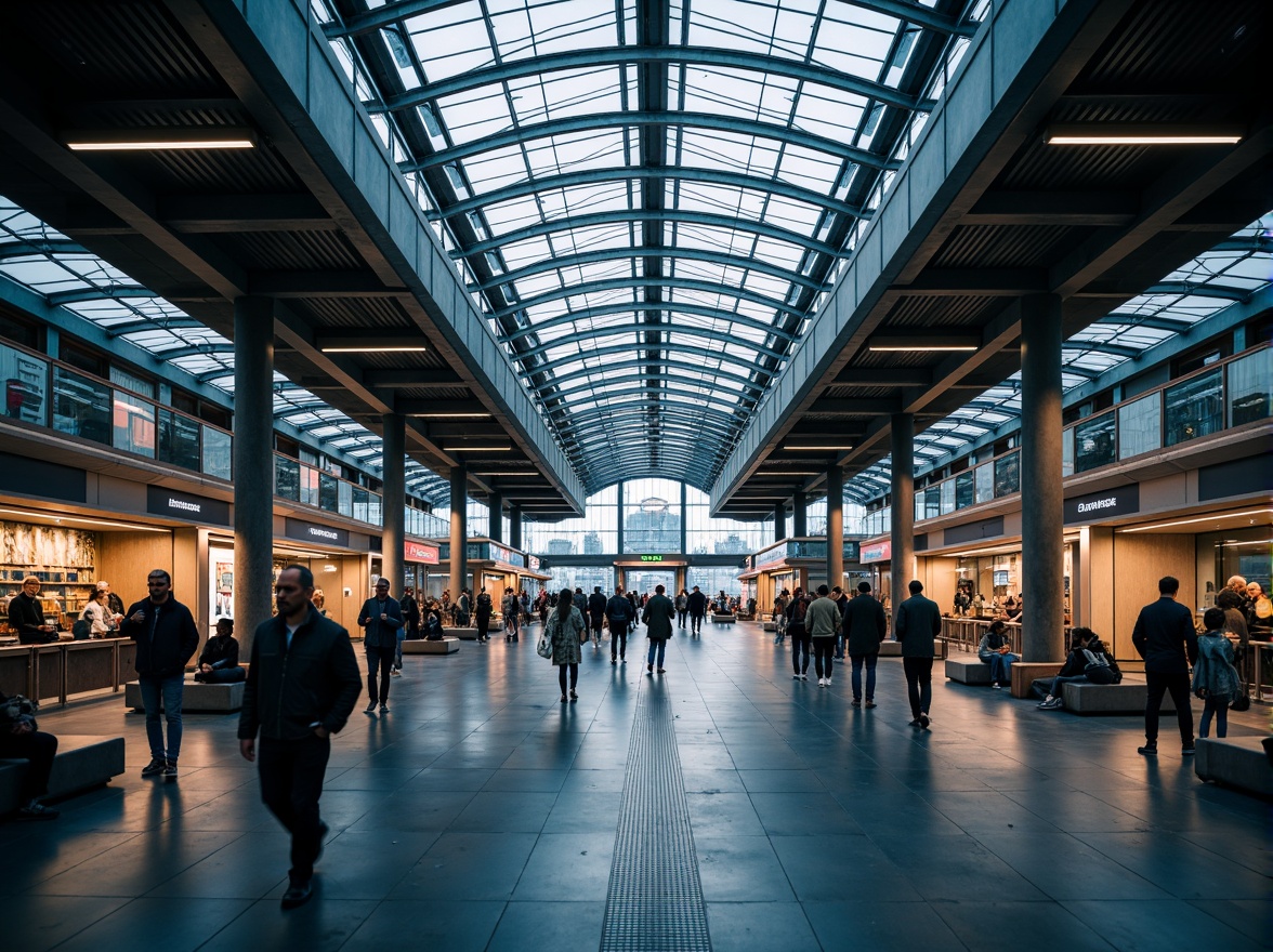 Prompt: Modern train station, sleek metal framework, large glass ceilings, bright LED lighting, warm color temperatures, high-contrast ratios, dynamic light simulations, realistic reflections, ambient occlusion, shallow depth of field, 3/4 composition, panoramic view, busy passenger traffic, rush hour atmosphere, urban cityscape, concrete flooring, steel beams, industrial design elements, futuristic architecture, energy-efficient systems, sustainable lighting solutions, motion sensors, automated lighting controls, soft warm glow, dramatic shadows.