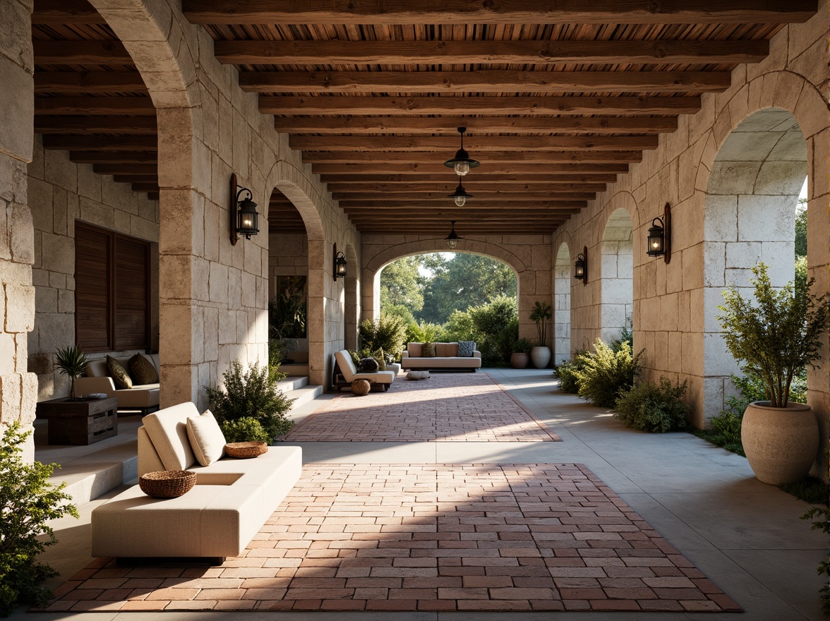 Prompt: Rough stone walls, weathered wooden planks, rusty metal accents, smooth concrete floors, intricate brick patterns, ornate tile mosaics, natural rock formations, earthy color palette, organic shapes, curved lines, modern minimalist aesthetic, abundant natural light, soft warm glow, shallow depth of field, 1/1 composition, realistic textures, ambient occlusion.