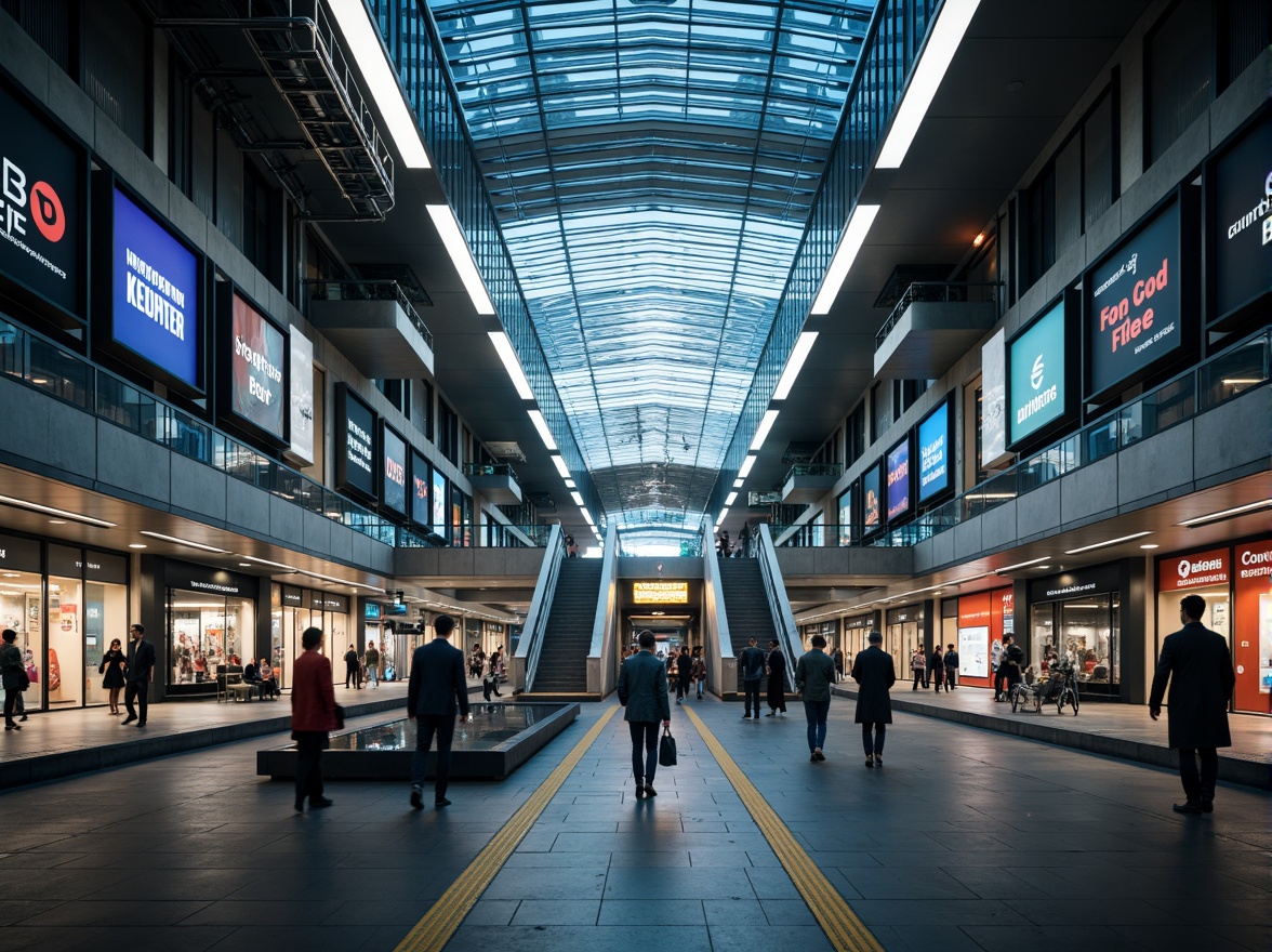 Prompt: Modern metro station, sleek architecture, bright LED lighting, futuristic ambiance, high ceilings, grand staircases, spacious platforms, dynamic signage, urban cityscape, rush hour atmosphere, warm color temperature, softbox lighting, indirect illumination, energy-efficient solutions, sustainable design, minimalist aesthetic, industrial materials, exposed ductwork, concrete floors, steel beams, vibrant advertisements, bustling pedestrian traffic, shallow depth of field, 1/1 composition, realistic textures, ambient occlusion.