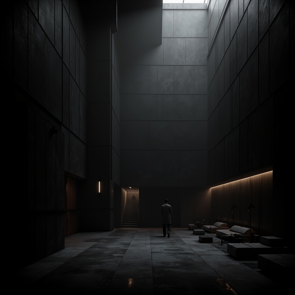 Prompt: Dark mysterious atmosphere, black sleek surfaces, modern minimalist design, bold typography, dramatic shadows, high-contrast lighting, luxurious textures, metallic accents, sophisticated elegance, avant-garde aesthetic, abstract geometric patterns, moody color palette, subtle gradient effects, cinematic composition, low-key illumination, atmospheric mist, 1/1 aspect ratio, realistic reflections.