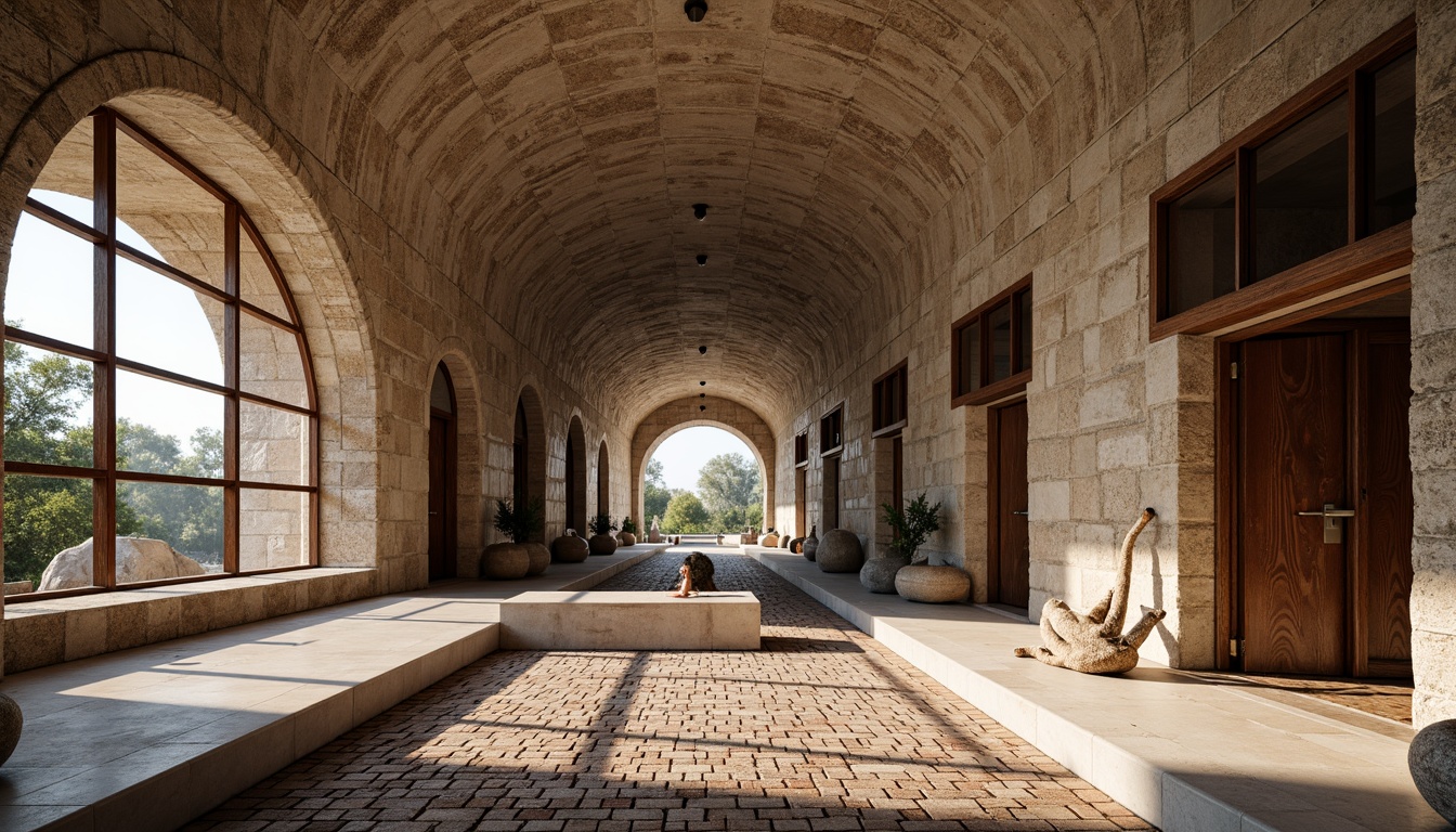 Prompt: Rough stone walls, weathered wooden planks, rusty metal accents, smooth concrete floors, intricate brick patterns, ornate tile mosaics, natural rock formations, earthy color palette, organic shapes, curved lines, modern minimalist aesthetic, abundant natural light, soft warm glow, shallow depth of field, 1/1 composition, realistic textures, ambient occlusion.