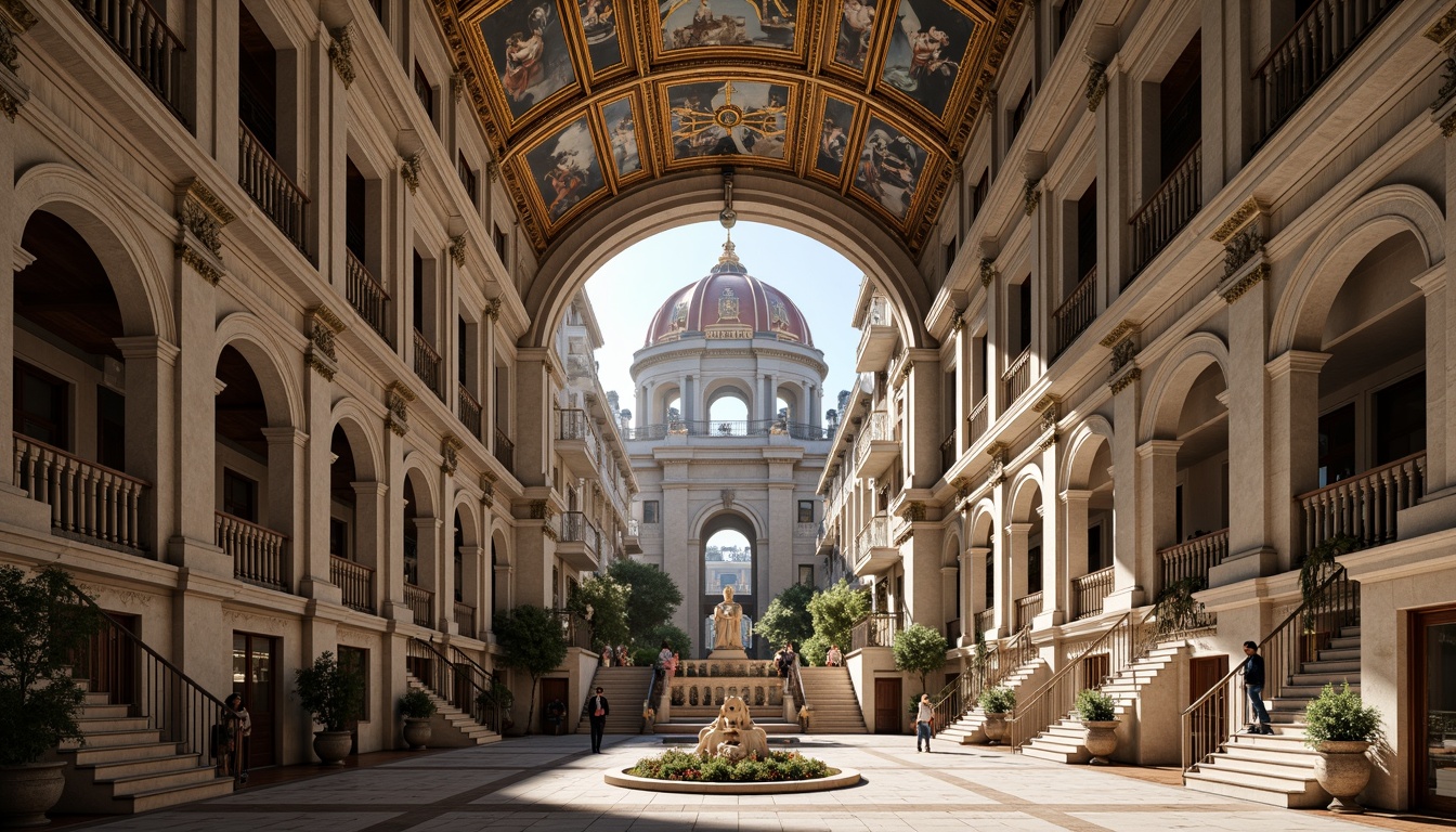 Prompt: Grandiose cathedral, symmetrical fa\u00e7ade, ornate stone carvings, majestic domes, intricate archways, harmonious proportions, balanced composition, classical columns, ornamental pediments, gilded details, vibrant frescoes, marble floors, grand staircases, solemn atmosphere, soft natural lighting, 1/1 composition, central perspective, realistic textures, ambient occlusion.