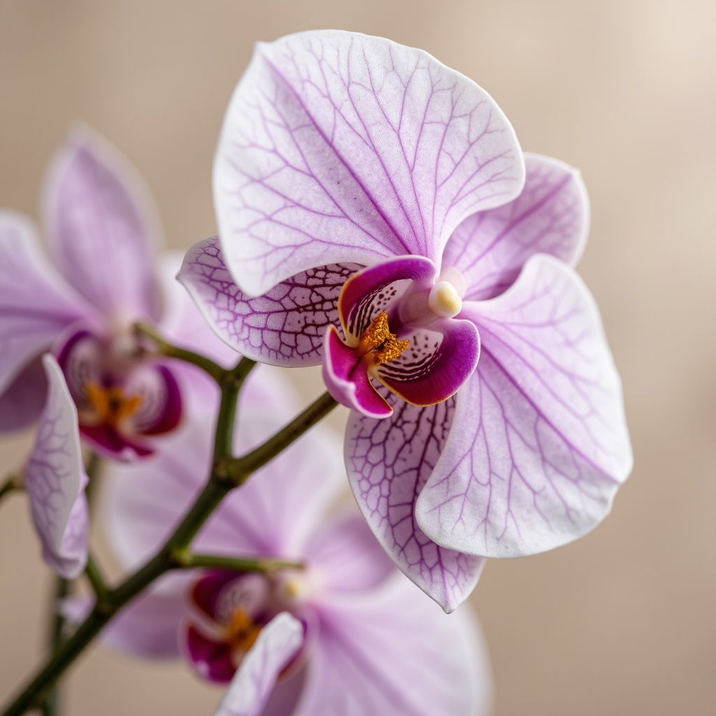 Prompt: Exquisite orchid-inspired color palette, soft pastel hues, delicate petals, subtle sheen, luxurious velvet textures, rich jewel tones, elegant gold accents, sophisticated modern design, refined minimalist aesthetic, creamy whites, blush pinks, lavender purples, powder blues, mauve undertones, warm beige backgrounds, dramatic lighting, shallow depth of field, 1/1 composition, realistic renderings, ambient occlusion.