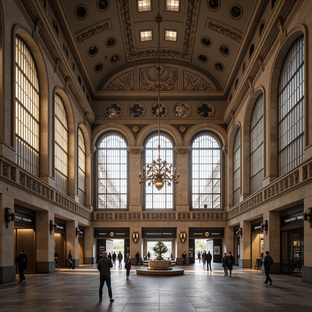 Prompt: Grandiose metro station, academic architectural style, ornate stone facades, arched windows, classical columns, intricate moldings, grand entrance halls, high ceilings, marble floors, elegant chandeliers, modern signage systems, urban cityscape, busy streets, morning rush hour, soft natural lighting, shallow depth of field, 1/2 composition, symmetrical framing, realistic textures, ambient occlusion.