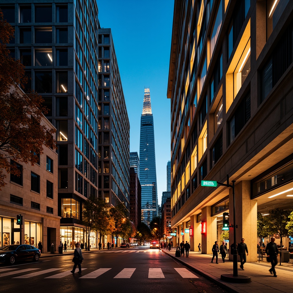 Prompt: Vibrant cityscape, modern skyscrapers, sleek glass facades, warm golden lighting, soft ambient glow, dramatic spotlights, LED strip lights, futuristic neon signs, urban streetscape, bustling nightlife, dynamic shadows, high-contrast illumination, cinematic atmosphere, 1/2 composition, low-angle shot, realistic reflections, detailed textures.