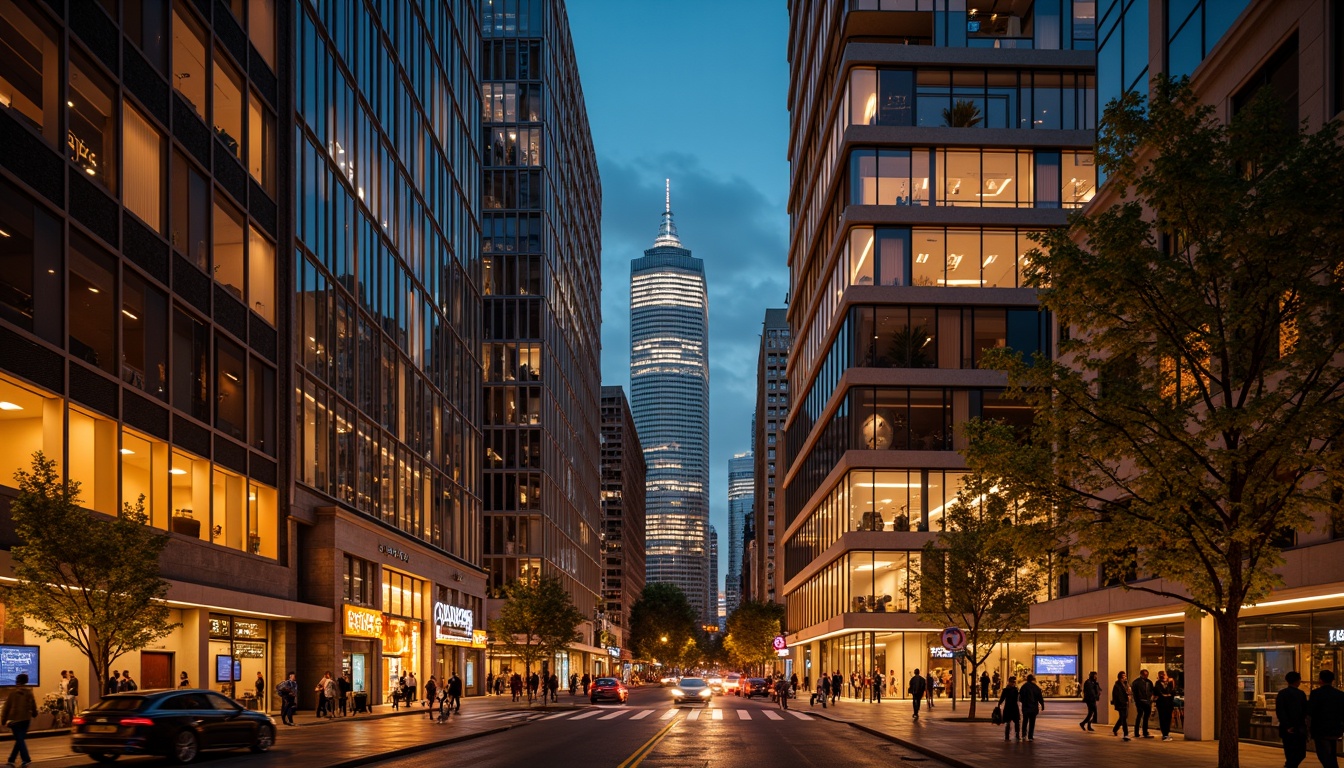 Prompt: Vibrant cityscape, modern skyscrapers, sleek glass facades, warm golden lighting, soft ambient glow, dramatic spotlights, LED strip lights, futuristic neon signs, urban streetscape, bustling nightlife, dynamic shadows, high-contrast illumination, cinematic atmosphere, 1/2 composition, low-angle shot, realistic reflections, detailed textures.