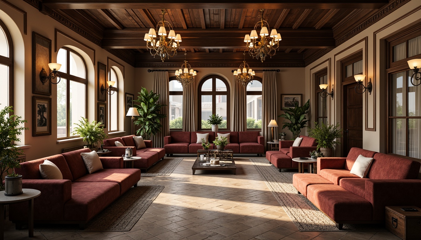 Prompt: Cozy waiting areas, plush velvet sofas, ornate wooden accents, grand chandeliers, soft warm lighting, calming color palette, natural stone floors, elegant archways, luxurious fabrics, intricate carvings, vintage medical equipment, distressed finishes, rich textures, dramatic drapery, whimsical artwork, soothing water features, peaceful botanicals, serene ambiance, shallow depth of field, 1/1 composition, realistic renderings, ambient occlusion.