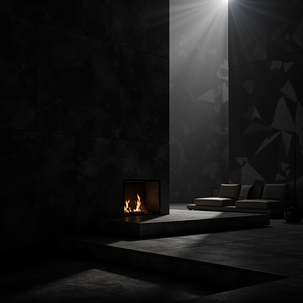 Prompt: Dark mysterious atmosphere, black sleek surfaces, modern minimalist design, bold typography, dramatic shadows, high-contrast lighting, luxurious textures, metallic accents, sophisticated elegance, avant-garde aesthetic, abstract geometric patterns, moody color palette, subtle gradient effects, cinematic composition, low-key illumination, atmospheric mist, 1/1 aspect ratio, realistic reflections.