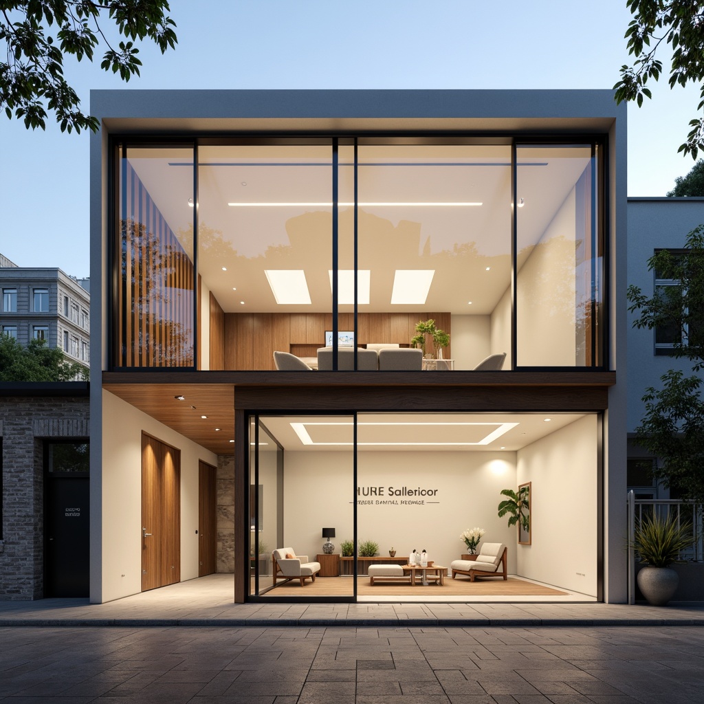 Prompt: Simple dental clinic facade, clean lines, minimal ornamentation, large glass windows, sliding doors, neutral color palette, white walls, wooden accents, subtle textures, natural stone flooring, modern LED lighting, soft warm ambiance, shallow depth of field, 1/1 composition, realistic reflections, ambient occlusion, urban cityscape, morning sunlight, gentle shadows.