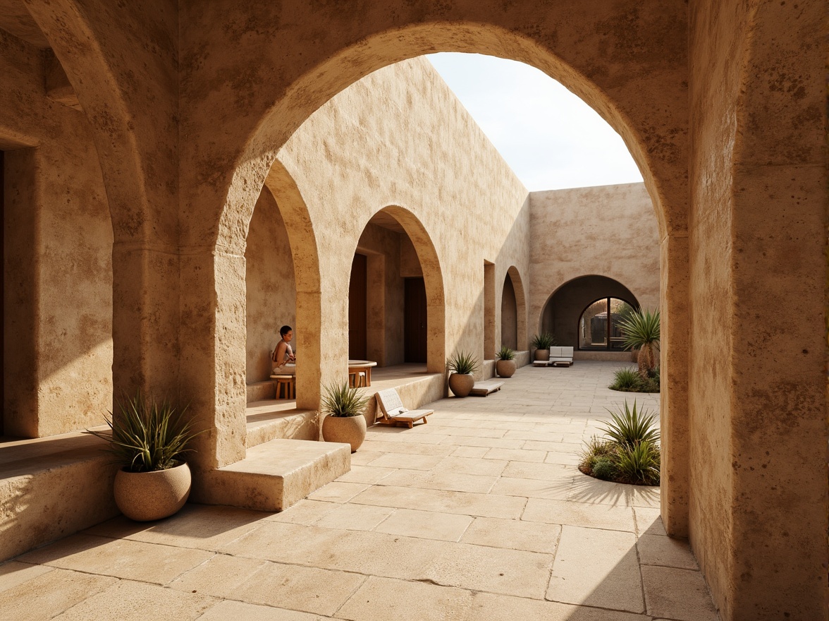 Prompt: Earthy rammed earth walls, natural texture, organic pattern, rustic charm, warm beige color, rough-hewn surface, irregular shape, earthy aroma, serene ambiance, soft warm lighting, shallow depth of field, 3/4 composition, panoramic view, realistic textures, ambient occlusion.