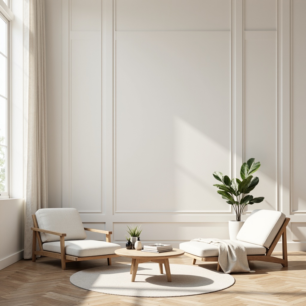 Prompt: Monochromatic color scheme, soft pastel hues, creamy whites, gentle grays, subtle beige tones, natural wood textures, sleek metal accents, minimalist decor, sparse furniture arrangement, empty space emphasis, calm atmosphere, softbox lighting, shallow depth of field, 1/1 composition, realistic renderings, ambient occlusion.