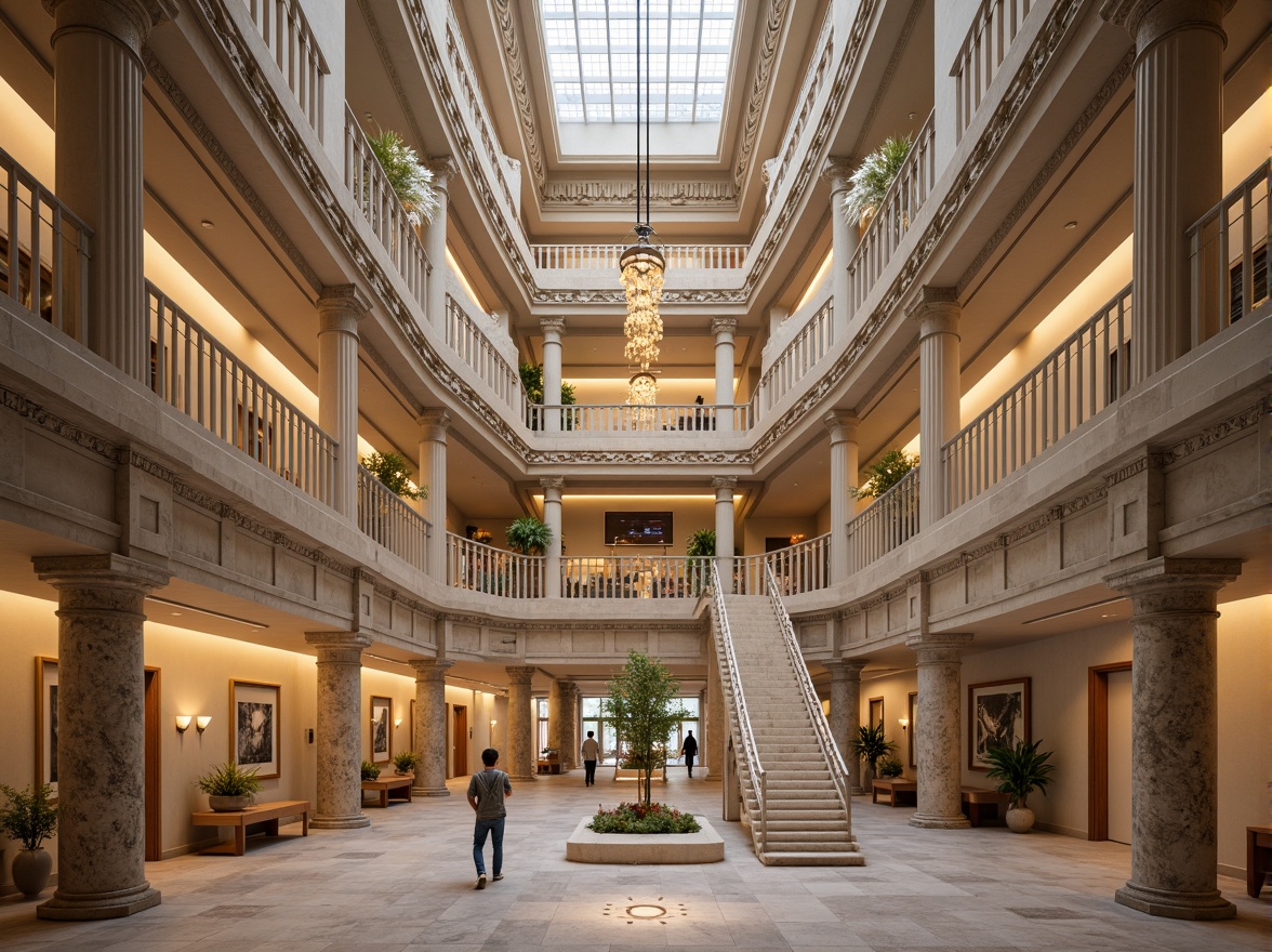 Prompt: Grandiose youth center facade, neoclassical architecture style, ornate columns, symmetrical composition, grand entrance, sweeping staircases, elegant balconies, intricate moldings, decorative cornices, rusticated bases, limestone walls, marble floors, high ceilings, crystal chandeliers, soft warm lighting, shallow depth of field, 1/1 composition, realistic textures, ambient occlusion.