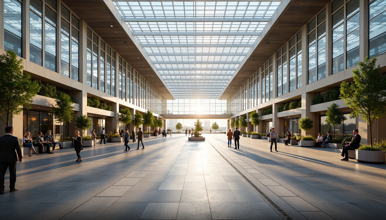 Prompt: Airy airport terminal, vast open spaces, high ceilings, clerestory windows, skylights, transparent roofs, natural stone floors, minimalist design, modern architecture, steel beams, glass facades, green walls, living plants, warm wood accents, soft diffused lighting, indirect sunlight, 1/1 composition, shallow depth of field, realistic textures, ambient occlusion.