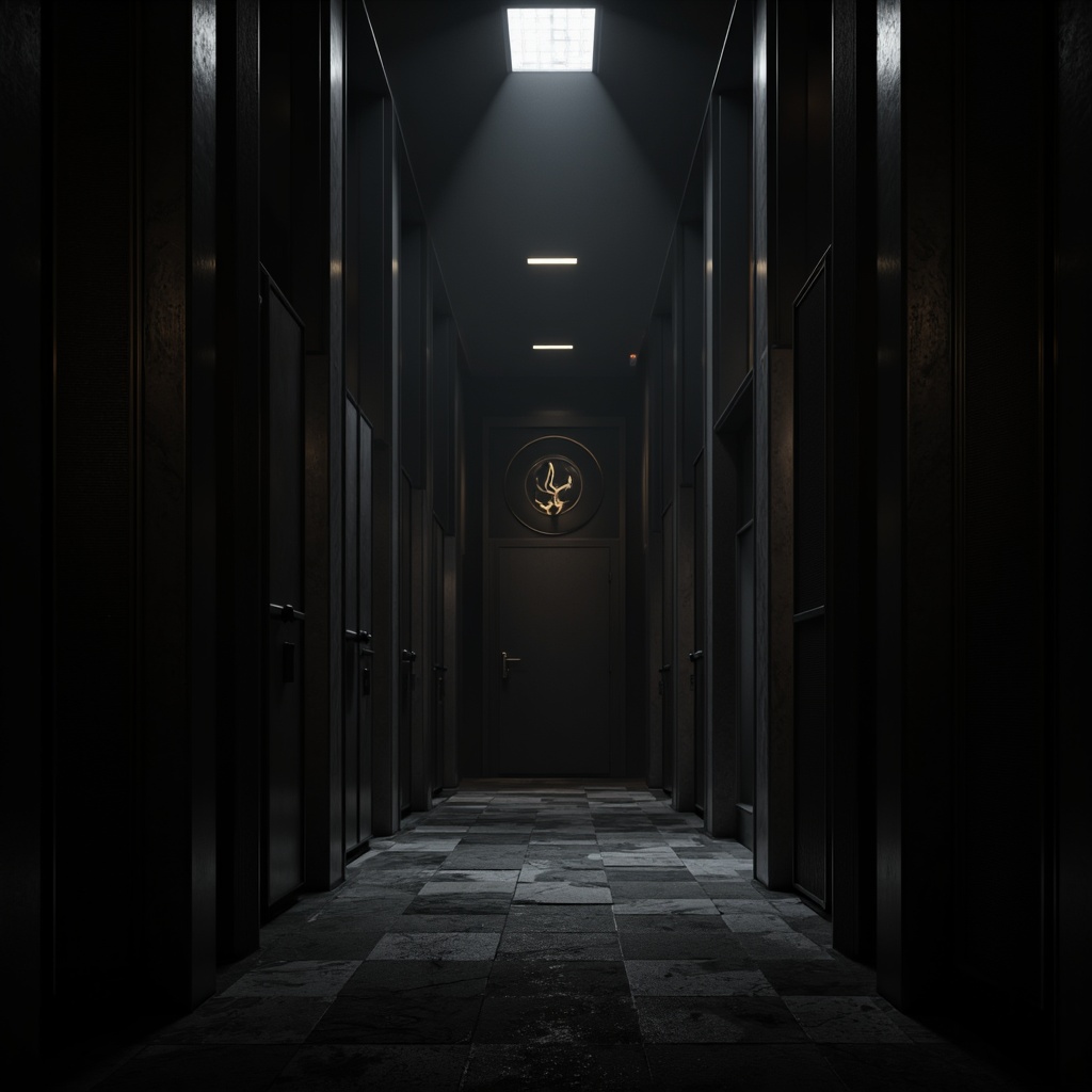 Prompt: Dark mysterious atmosphere, black sleek surfaces, modern minimalist design, bold typography, dramatic shadows, high-contrast lighting, luxurious textures, metallic accents, sophisticated elegance, avant-garde aesthetic, abstract geometric patterns, moody color palette, subtle gradient effects, cinematic composition, low-key illumination, atmospheric mist, 1/1 aspect ratio, realistic reflections.