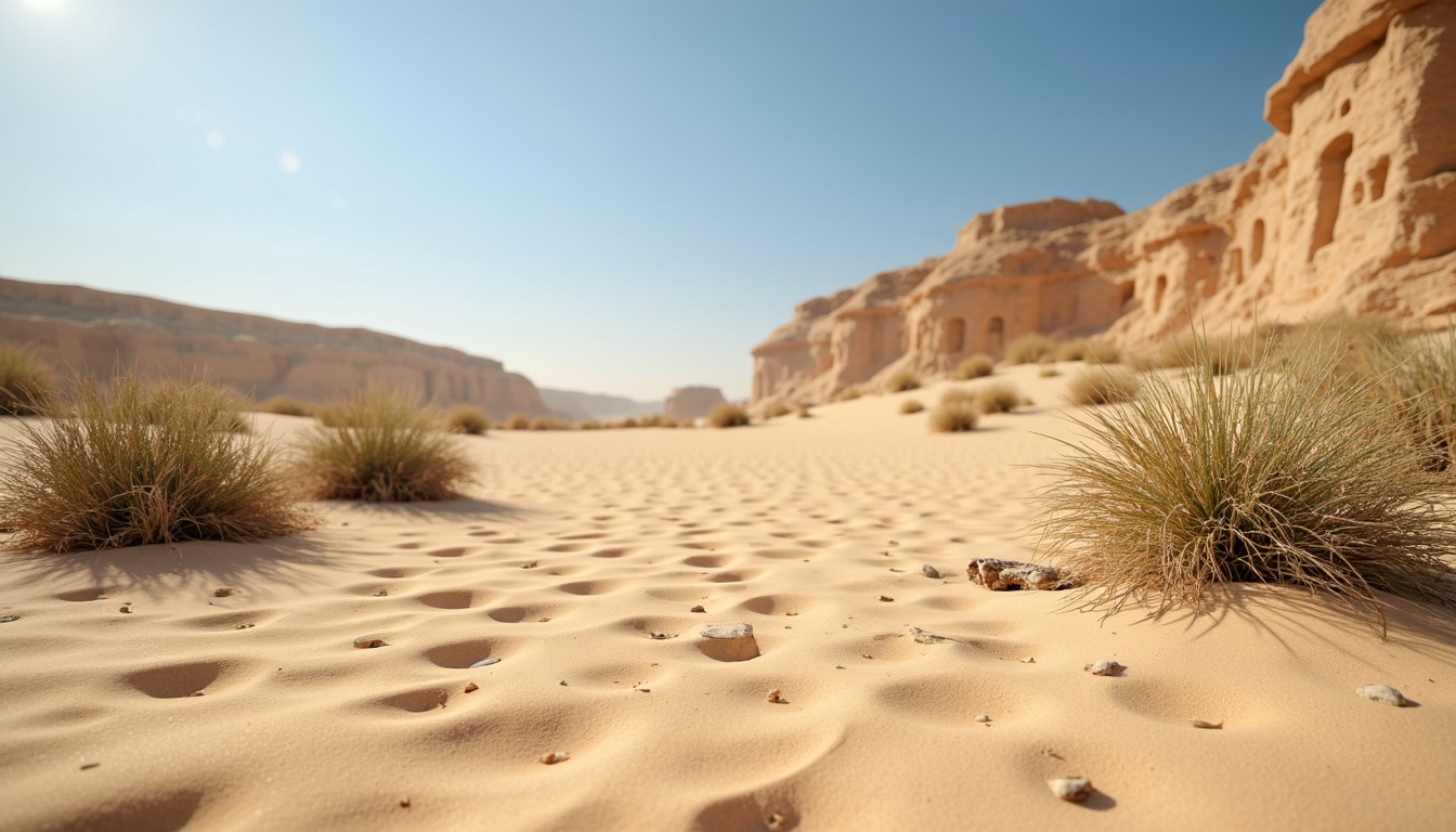 Prompt: Warm beige sand, coarse granular texture, natural earthy tone, desert landscape, sandy dunes, cactus plants, hot sunny day, clear blue sky, vast open space, organic formations, intricate patterns, weathered rocks, driftwood, beachy atmosphere, soft warm lighting, shallow depth of field, 3/4 composition, panoramic view, realistic textures, ambient occlusion.